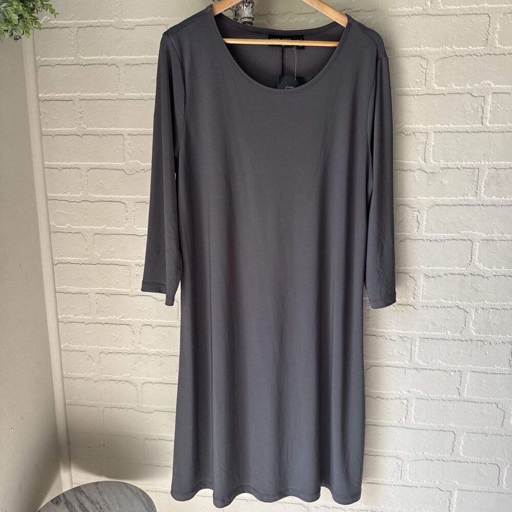 Attitudes Dress By Renee greenstein QVC Olive Green Xl Stretch 3/4 Sleeve